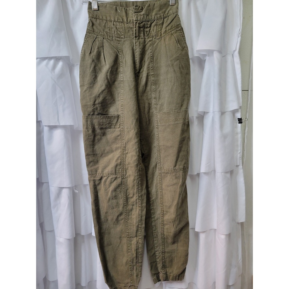 Vintage Gitano Express High Rise Pleated Tapered Pants Olive Green  Cotton 1822